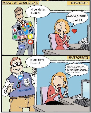 KNOW THE WORK RULES Nice data, Susan! AWWW, YOU'RE cos ail Nice data. Susan! Tibet The Ticnanmen cre Thi Тепсет Bit у