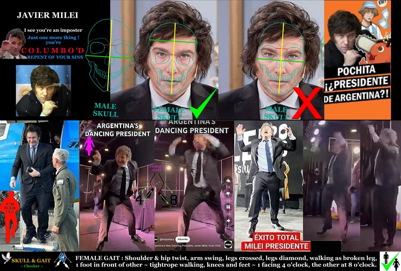 JAVIER MILEI you're imposter ARGENTINA?! DANCING PRESIDENT DANCING PRESIDENT if у 7 с мою EXITO ТОТАЕ MILE! PRESIDENTE GAIT: Shoulder hip twist, arm swing, legs crossed, legs diamond, walking as broke