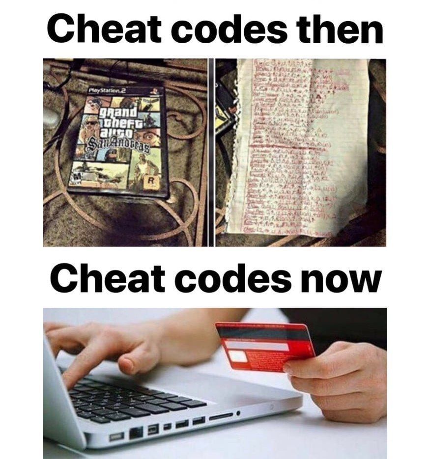 Cheat codes then and Cheat codes now