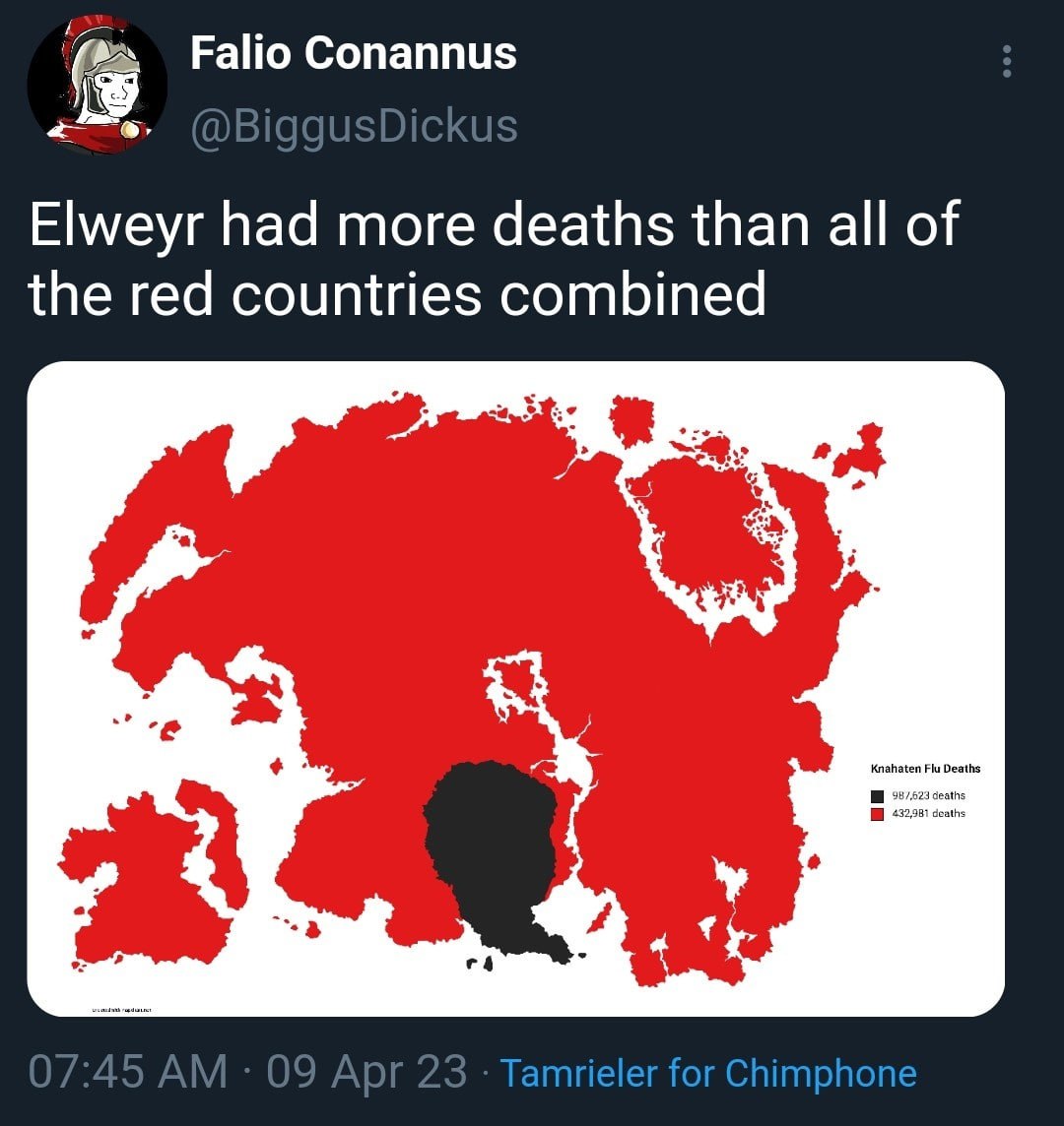 Falio Conannus Elweyr had more deaths than all of the red countries combined