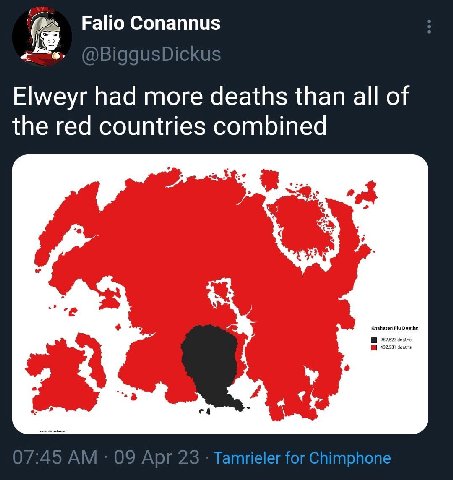 Falio Conannus Elweyr had more deaths than all of the red countries combined