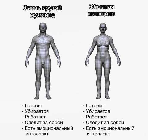 Очень i Готовит Готовит Убирается Убирается Работает Работает Следит за собой Следит за собой Есть эмоциональный Есть эмоциональный интеллект интеллект