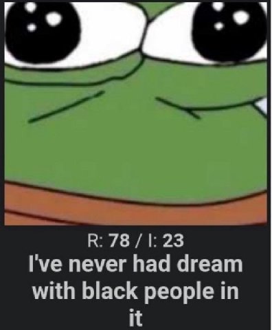 В: 78 23 I've never had dream with black people in it