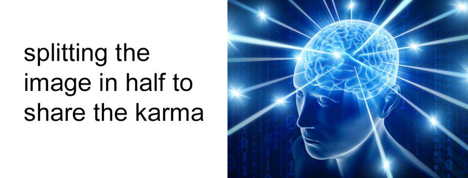 splitting the image in half to Share the karma