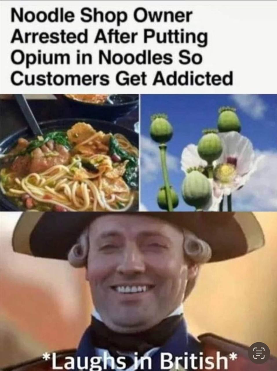 Noodle Shop Owner Arrested After Putting Opium in Noodles So Customers Get Addicted British*