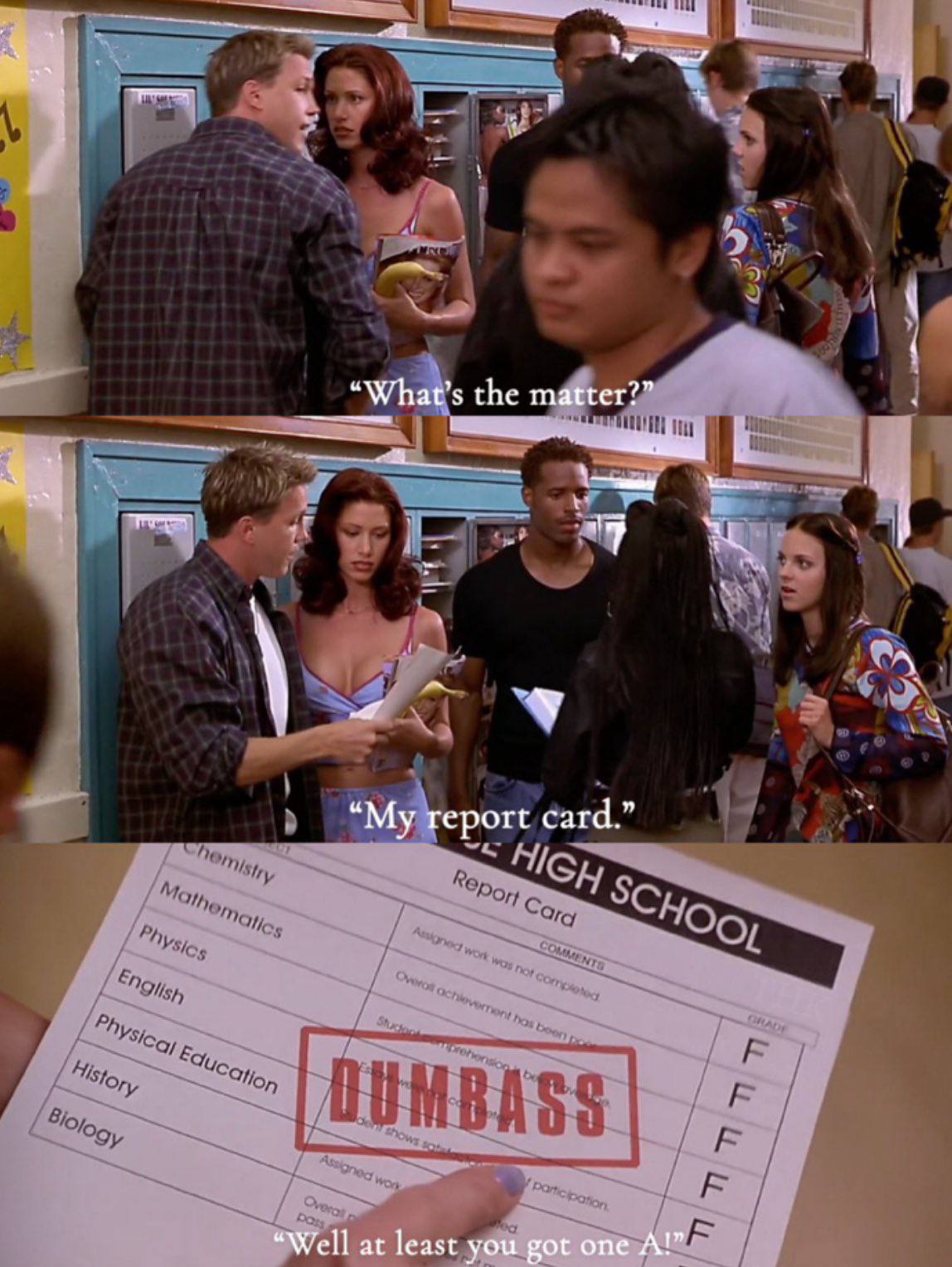 1 “What’s the matter?” “My report card.” у “Well at least you got one