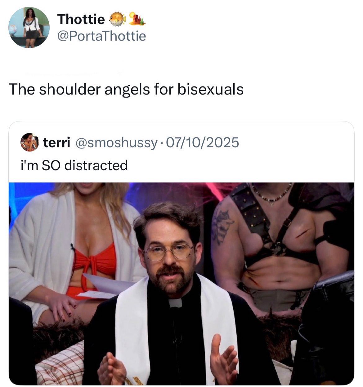 @PortaThottie The shoulder angels for bisexuals terri @smoshussy 07/10/2025 SO distracted