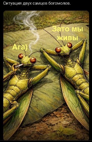 Ситуация двух самцов богомолов. Зато мы A