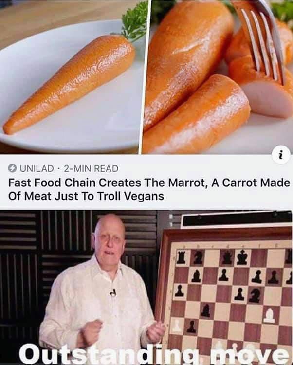 i UNILAD 2-MIN READ Fast Food Chain Creates The Marrot, A Carrot Made Of Meat Just To Troll Vegans А