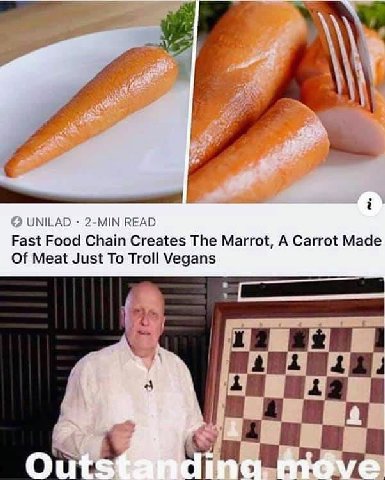 i UNILAD 2-MIN READ Fast Food Chain Creates The Marrot, A Carrot Made Of Meat Just To Troll Vegans А