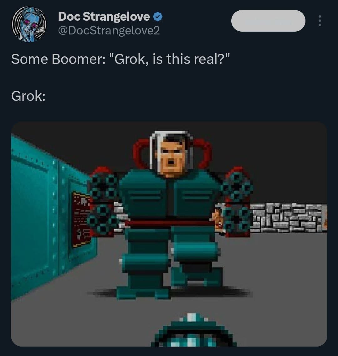 Doc Strangelove @DocStrangelove2 Some Boomer: "Grok, is this real?" Grok: