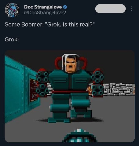 Doc Strangelove @DocStrangelove2 Some Boomer: "Grok, is this real?" Grok: