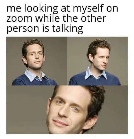 me looking at myself on zoom while the other person is talking