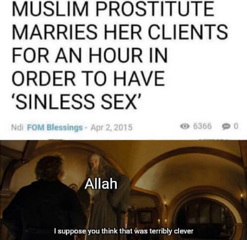 MUSLIM PROSTITUTE MARRIES HER CLIENTS FOR AN HOUR IN ORDER TO HAVE ‘SINLESS SEX’ Allah suppose you think that was clever