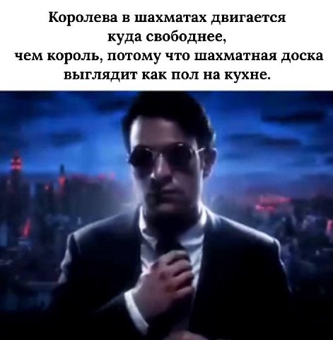 Королева в шахматах двигается куда свободнее, чем король, потому что шахматная доска выглядит как пол на кухне.