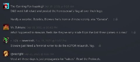 The Cunning Fox (razoleg) went full retard and posted the homosexual's flag all over their logo. Hardly a surprise. Besides, Bioware hails from a chinese colony, aka 2 Bukkake 42 What happened to Biow