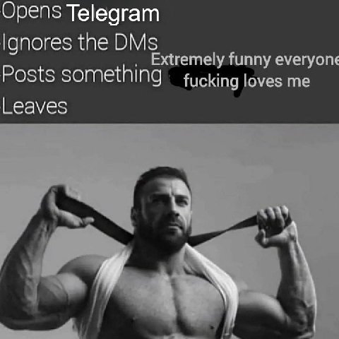 Opens Telegram Ignores the DMs remely funny everyone Posts something fucking loves me Leaves