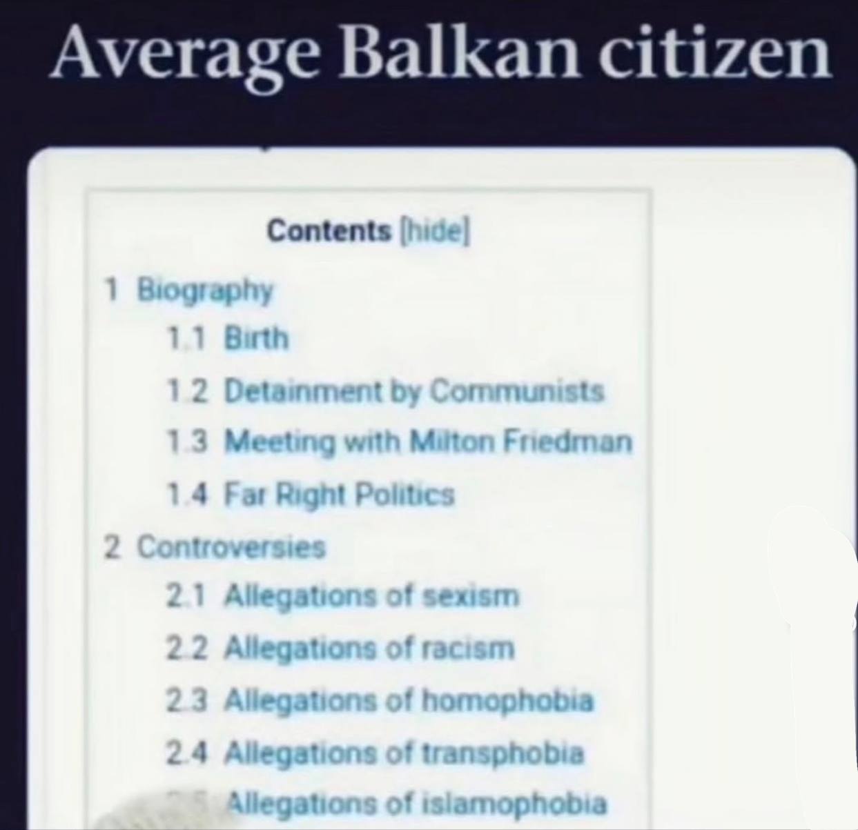 Average Balkan citizen Contents