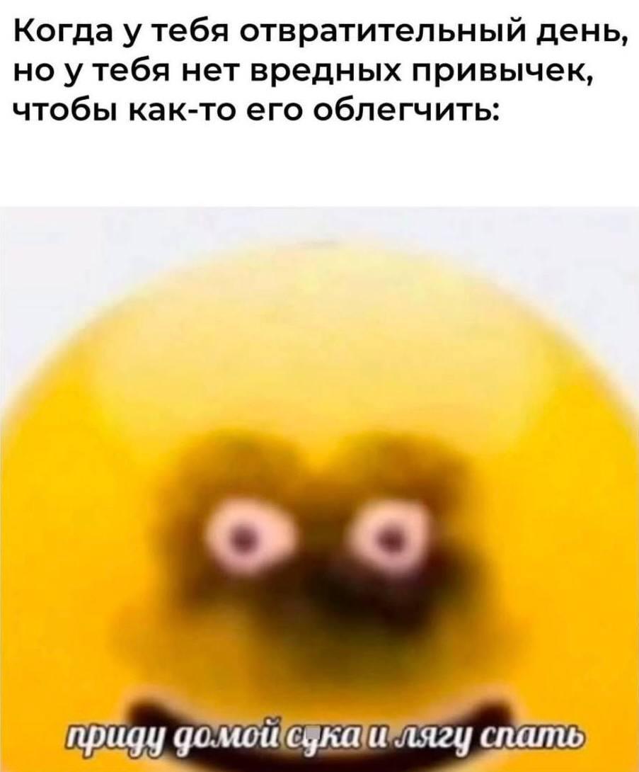 Когда у тебя отвратительный день, но у тебя нет вредных привычек, чтобы как-то его облегчить: приду домой спать