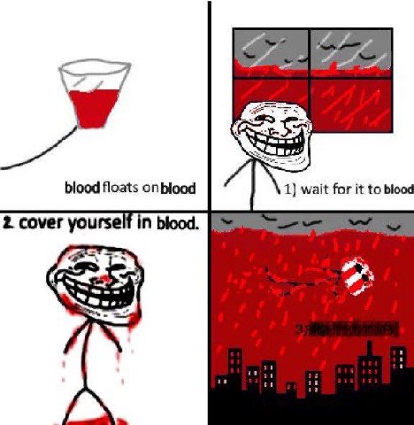 и blood floats onblood 1) wait for it to blood 2 cover yourself in blood