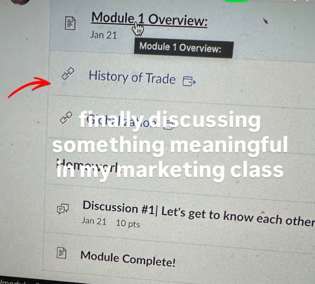 odule 1 Overview: History of Trade Discussion #1] Let's Jan 21 10 pts to know each other Module Complete!