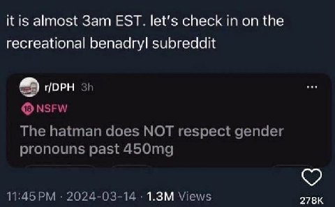 it is almost EST. let’s check in on the recreational subreddit порн NSFW The hatman does NOT respect gender pronouns past 2024-03-14 Views