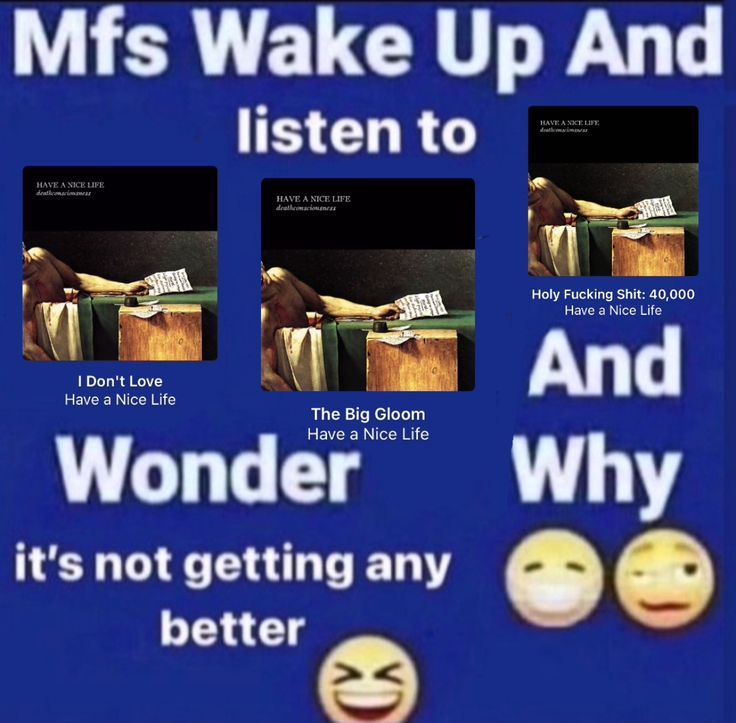 Mfs Wake Up And listen to Holy Fucking Shit: 40,000 And ave a Nice Life The Big Gloo Wonder Why it's not getting any better