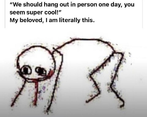 “We should hang out person one day, you seem super cool!” My beloved, literally this.