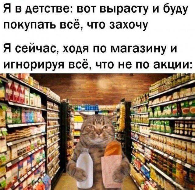 Я в детстве: вот вырасту и буду покупать всё, что захочу Я сейчас, ходя по магазину и игнорируя всё, что не по акции: 7 „#1 A