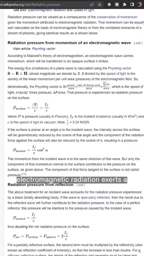 this concept is even used to propel a kind without even having to leave my bed Radiation pressure can be Viewed as a consequence ofthe conservation of momentum ajven the momentum анльлед о electromagn