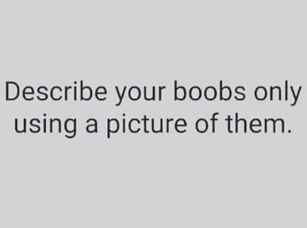 Describe your boobs only using a picture of them.