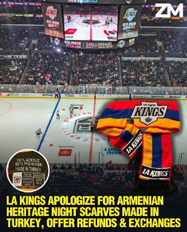 SAN KINGS APOLOGIZE FOR ARMENIAN HERITAGE NIGHT SCARVES MADE IN TURKEY, OFFER REFUNDS EXCHANGES