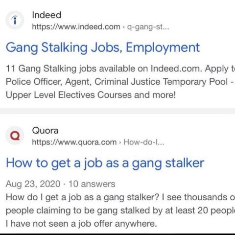 Indeed https://www.indeed.com q-gang-st... Gang Stalking Jobs, Employment 11 Gang Stalking jobs available on Indeed.com. Apply Police Officer, Agent, Criminal Justice Temporary Pool Upper Level Electi