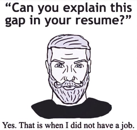 “Can you explain this gap in your resume?” Yes. That is when I did not have а job