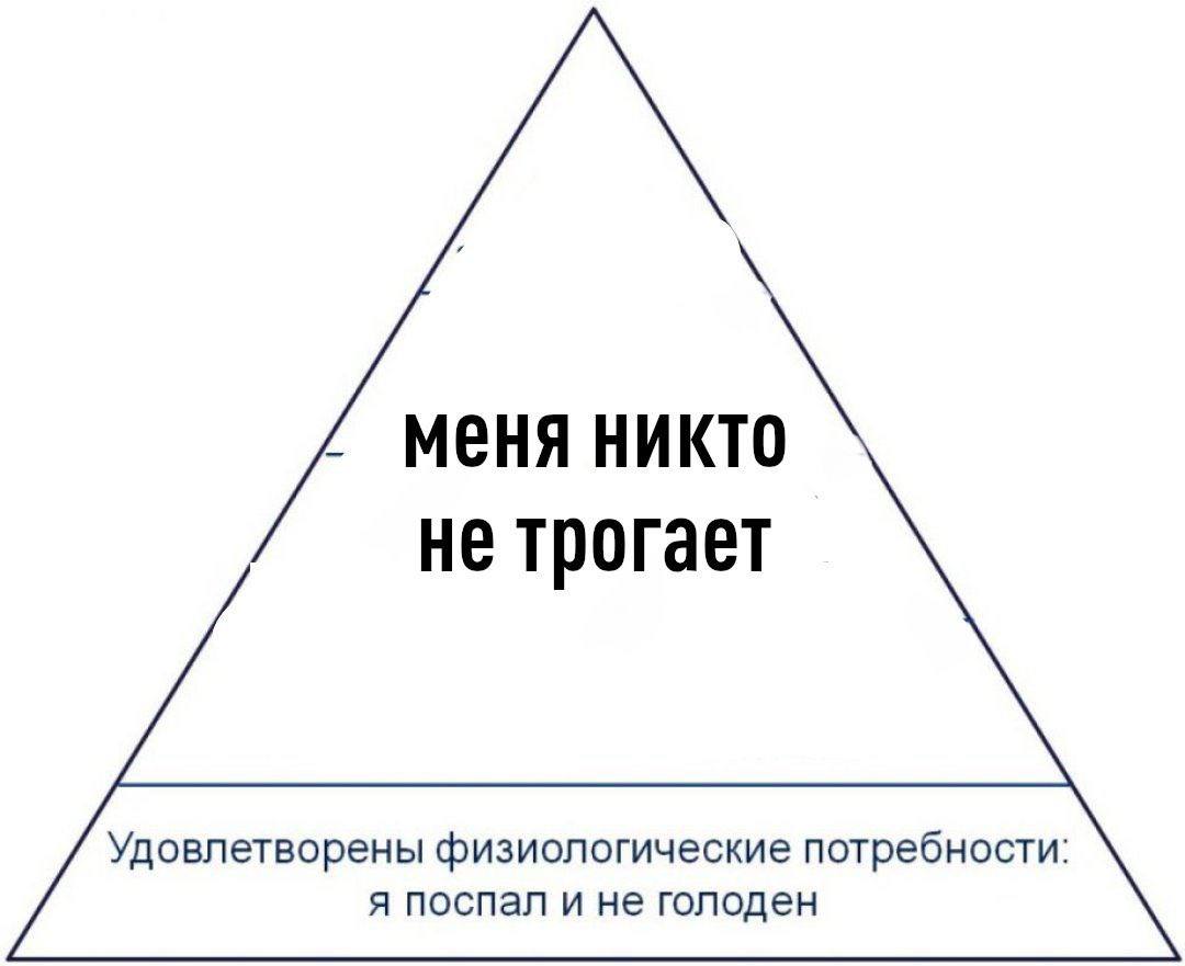 МЕНЯ НИКТО He трогает Удовлетворены физиологические потребности: A поспал и не голоден