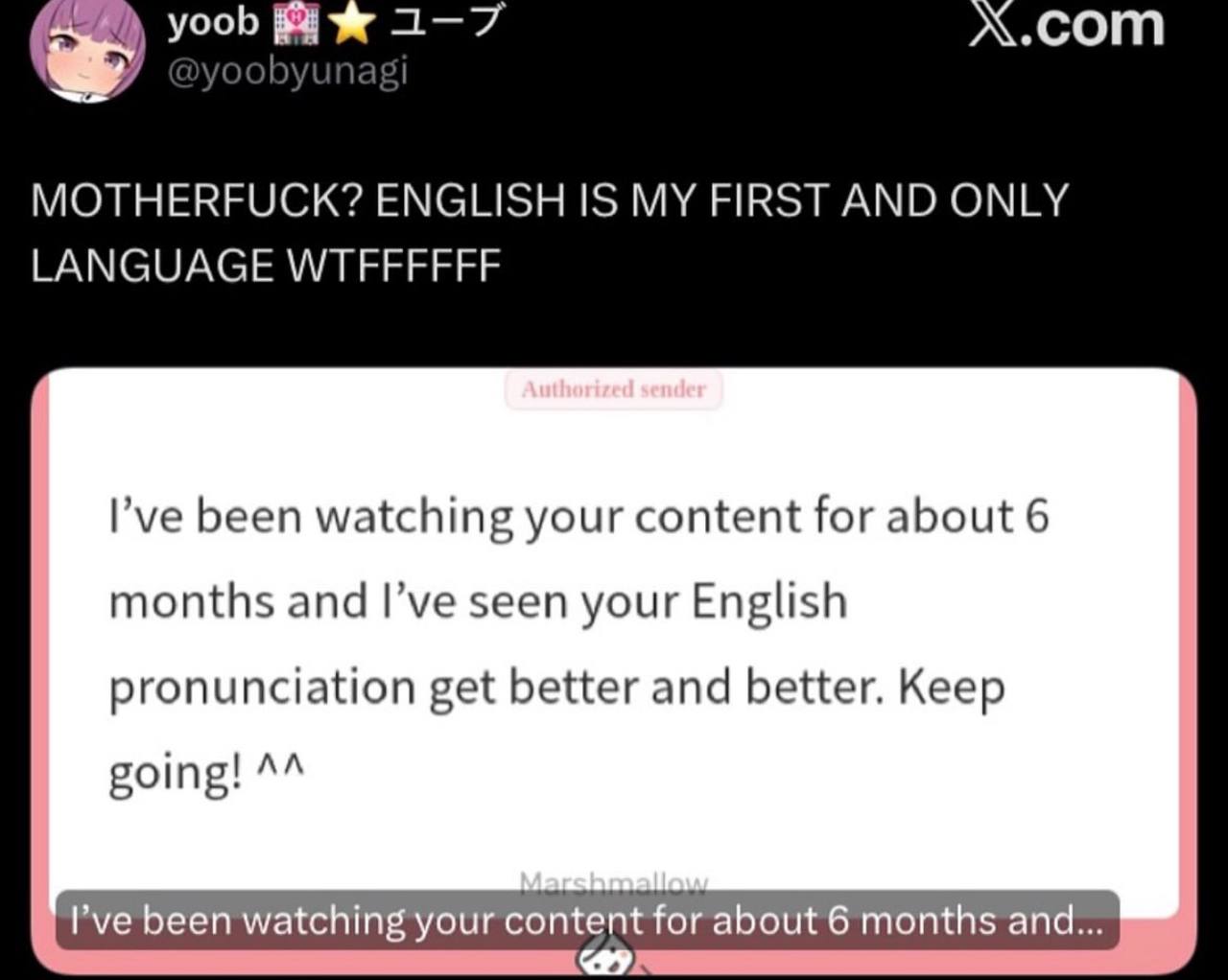 yoob 1-7 com MOTHERFUCK? ENGLISH IS MY FIRST AND ONLY LANGUAGE WTFFFFFF I’ve been watching your content for about 6 months and I’ve seen your English pronunciation get better and better. Keep going! b