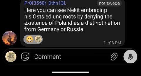 not swede Here you can see Nekit embracing his Ostsiedlung roots denying the existence of Poland as a distinct nation from Germany or Russia. 11:08 Comment о