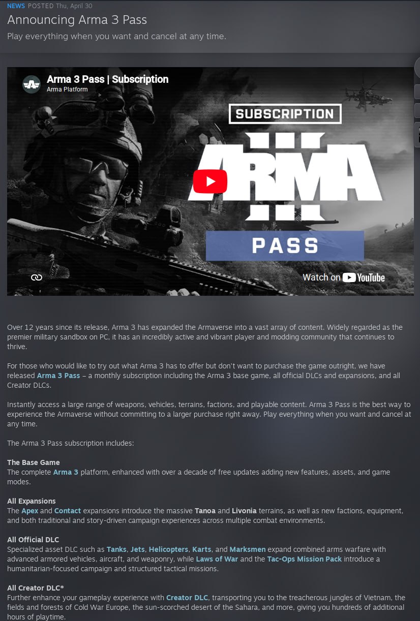 battlepass for.. Arma 3 DLCs???