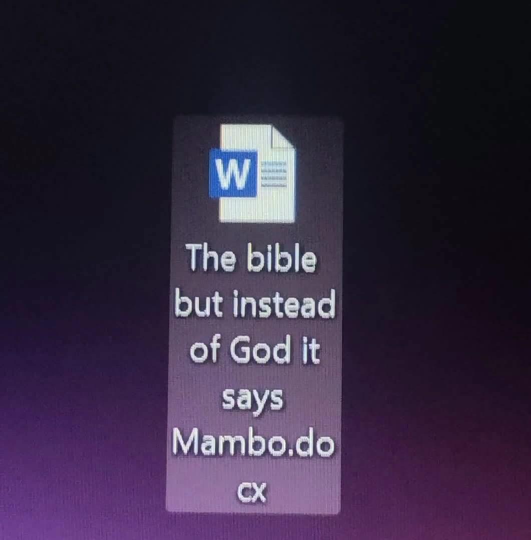 The bible but instead of God it says Mambo.do