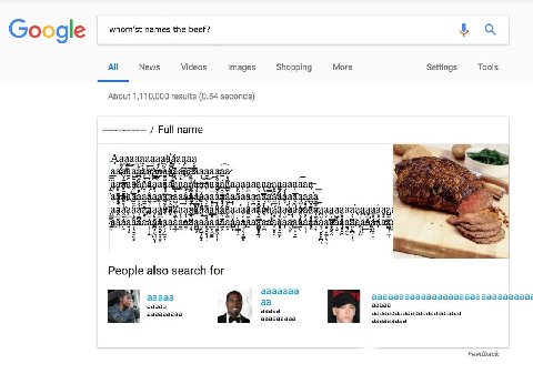 gle whom’st names the beef? All News Videos Images Shopping More Settings Tools About 1,110,000 results (0.54 seconds) Full name 2 People also search for aaaaa ааааааааааааааааааааааааааааа: aaaaa aaa