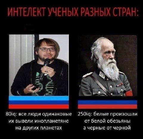 все люди одинаковые белые произошли вывели инопланетяне от белой обезьяны на других планетах а черные от черной