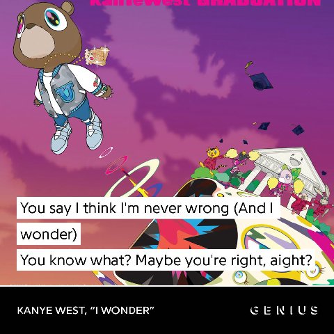 You say think never wrong (And You know what? Maybe you're right, KANYE WEST, WONDER