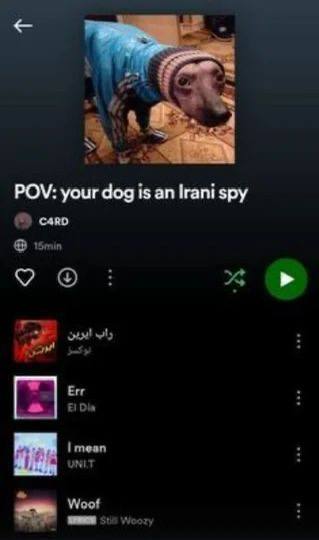 POV: your dog is an Irani spy caro 9 wil Err 4 mean UNLT Woof
