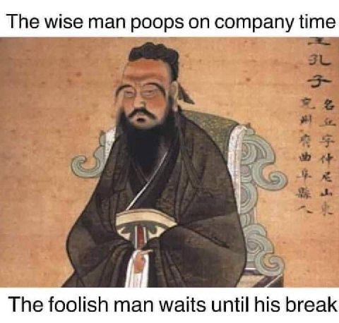 Тре wise man poops on company ime у The foolish man waits until his break