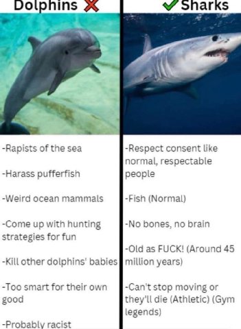 A эпагк$ a -Rapists of the sea -Respect consent like normal, respectable -Harass pufferfish people Weird ocean mammals -Fish (Normal) -Come up with hunting -No bones, no brain strategies for fun -Old 