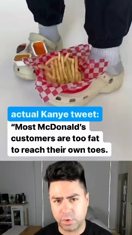 GETTING CELED. Kanye tweet: К Xe to reach their own toes. BETWEEN CROCS
