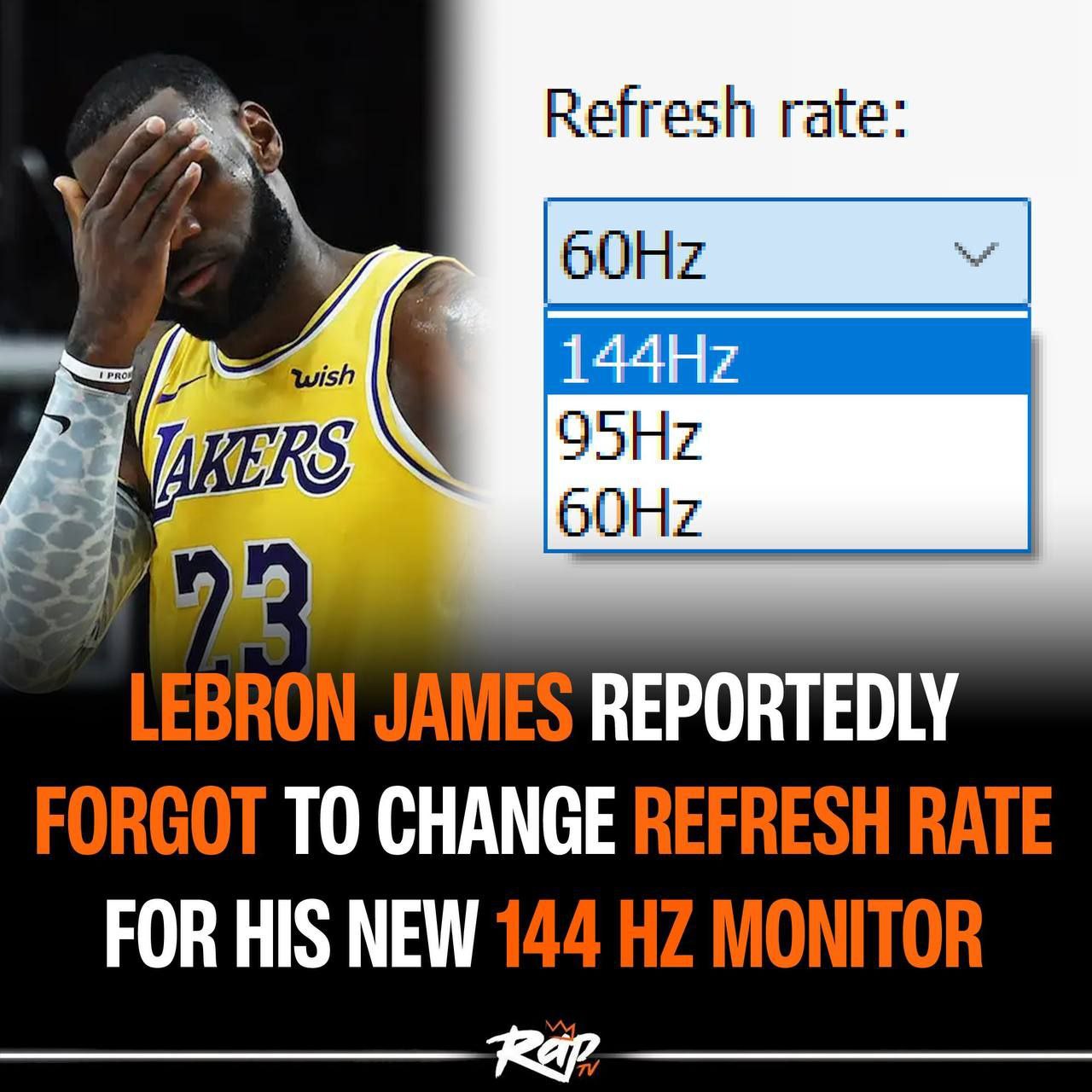 Refresh rate: Wish (ERS, BRON REPORTEDLY FORGOT TO CHANGE REFRESH RATE FOR HIS NEW 144 МОМТОВ