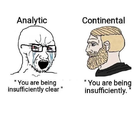 Analytic Continental "You are being "You are being insufficiently clear insufficiently.