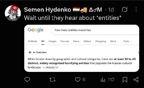 Semen НудепКо AGM Wait until they hear about *entities* gle how many entities russia has Mode All mages Forums News Videos Shopping More Tools Overview When broken down geographic and cultural categor
