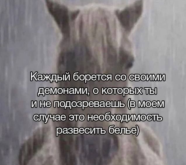 Каждый борется своими демонами, о которых ты и не подозреваешь (В моем случае это необходимость развесить белье)